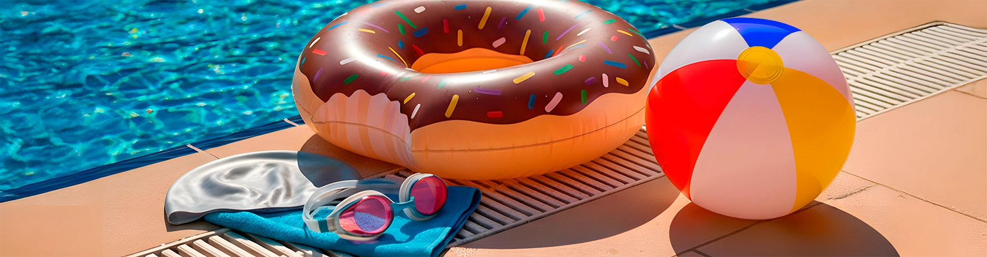 Imagen piscina y flotadores
